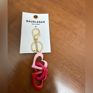 BaubleBar Pink and Red Intertwined Heart Keychain NEW
